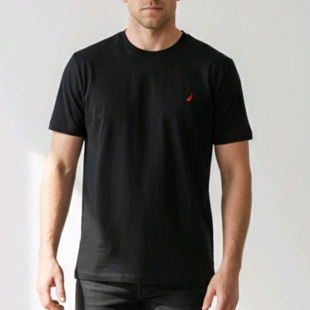 Nautica Black T-Shirt With Short Sleeve and Crew Neck Sz M(ID33)